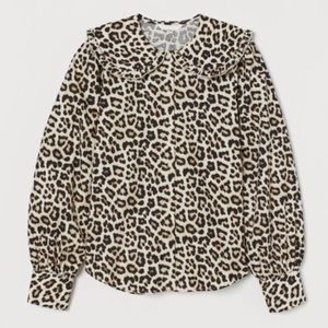 H&M Cheetah Animal Print Peter Pan collar long sleeve blouse